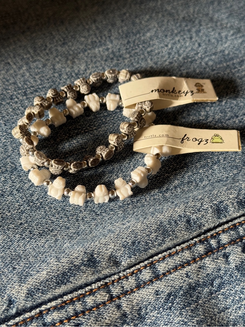 Fun Stretchy Trrtlz Frog and Monkey Bracelets